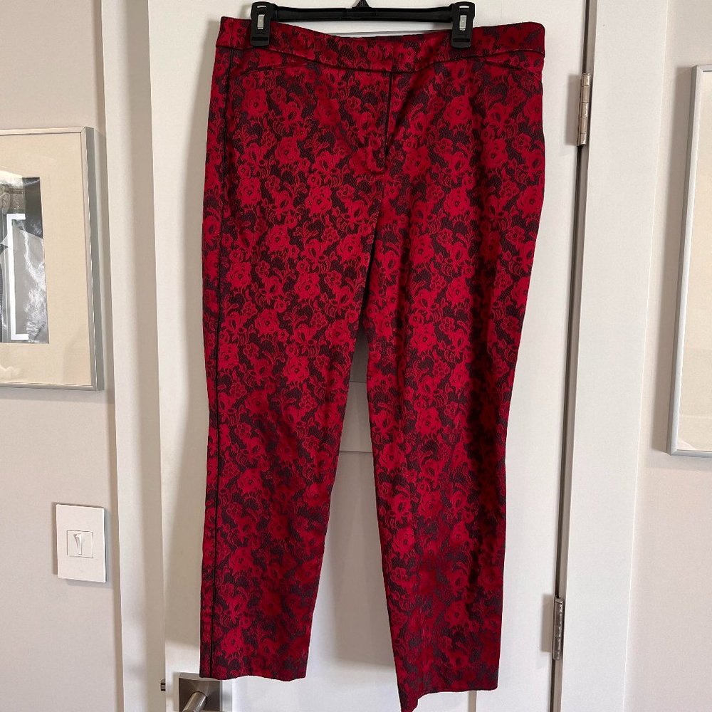 EUC White House Black Market Jacquard Slim Ankle Pants - 14